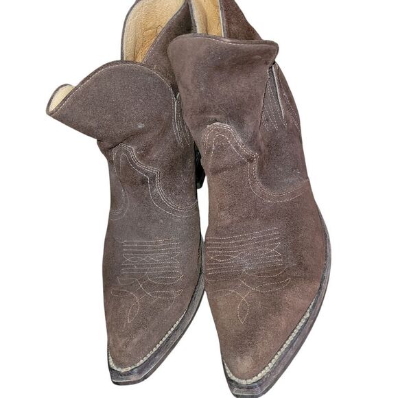 Boulet Men's Brown Suede Western Boots - Picture 2 of 5
